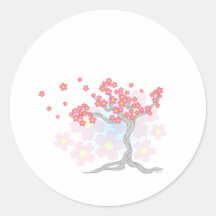 Flores da árvore de cereja adesivos redondos