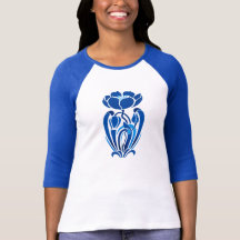 flores do azul do nouveau da arte tshirt