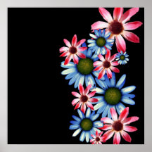 Flores no poster preto