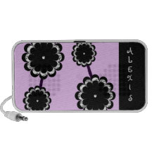 Flores roxas & pretas do damasco caixinhas de som para mp3