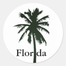 Florida, etiqueta preta da palmeira adesivos redondos
