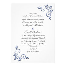 Flourish azul do convite real elegante do casament