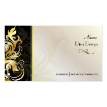 Folhas do Ornamental/preto/ouro dos redemoinhos Modelos Cartões De Visitas