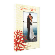 Foto coral do casamento das canvas da praia impressão em tela canvas