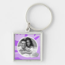 Foto customizável & dog tags do teste padrão roxo  chaveiro