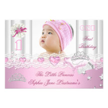 Foto pequena da festa de aniversário da princesa P Convite Personalizado