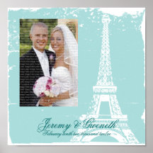 Foto quadro da torre Eiffel casamento azul Pôsteres