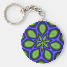 Fractal da flor do verde azul chaveiros
