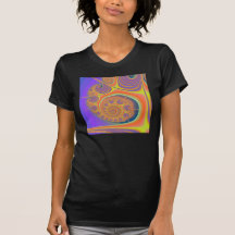 Fractal roxo alaranjado espiral tshirts