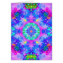 Fractal roxo e verde do caleidoscópio cartões