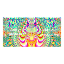 Fractal topsy turvy psicadélico dos pensamentos cartão com foto personalizado