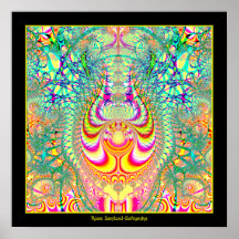 Fractal topsy turvy psicadélico dos pensamentos impressão