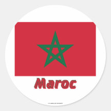 Français de Drapeau Maroc avec le nom en Adesivos Em Formato Redondos