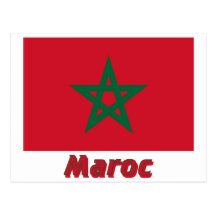 Français de Drapeau Maroc avec le nom en Cartoes Postais