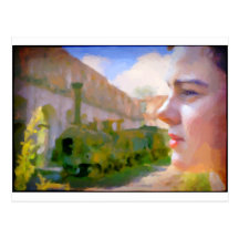 "Frauline e trem " Cartao Postal