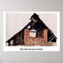 Frontão velho por Egon Schiele Impressão