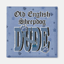 GAJO inglês idoso do Sheepdog Imãs De Geladeira