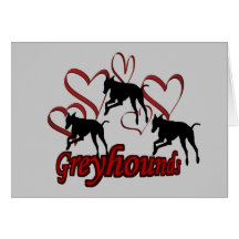 Galgos e cartão vermelho do cão dos corações