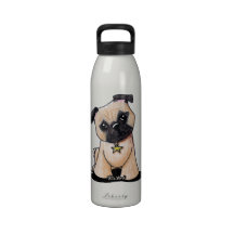 Garrafa de água da liberdade do Pug de KiniArt