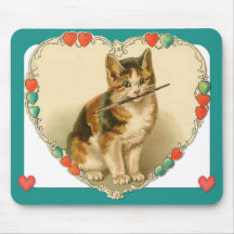 Gatinho da chita no coração mousepad