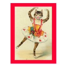 Gatinho da dança do vintage cartão postal