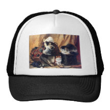 Gatinhos que jogam com pintura da antiguidade da c bones