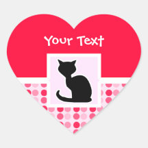 Gato bonito adesivos em forma de corações
