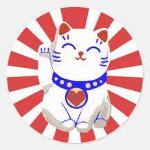 Gato bonito afortunado do neko no sol de ascensão adesivos