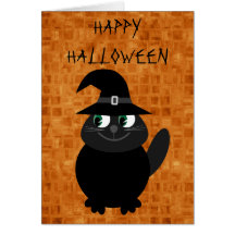 Gato bonito do Dia das Bruxas dos desenhos animado Cartões
