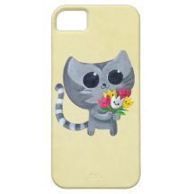 Gato bonito e flores do gatinho iPhone 5 capa