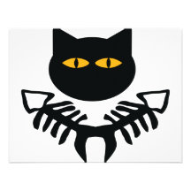 gato com ícone do osso de peixes convites