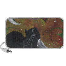 Gato & coração pretos do smoking caixinhas de som para laptop