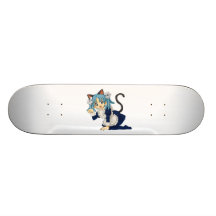 Gato da estudante do Anime em seus joelhos no vest Skate Personalizado