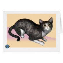 Gato malhado cinzento cartão