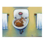 Gato na arte lunática feliz do divertimento da pin cartoes postais