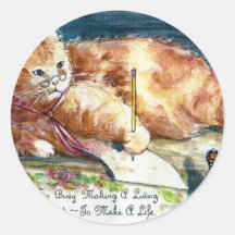 Gato ocupado da vida adesivos