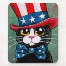 Gato patriótico do smoking | 4o julho Mousepad
