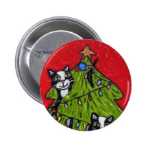 Gatos no botão da árvore de Natal Pins