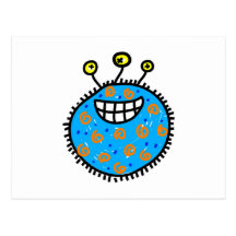 Germe azul dos desenhos animados cartoes postais