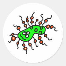 Germe verde dos desenhos animados adesivo em formato redondo