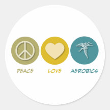 Ginástica aeróbica do amor da paz adesivo redondo