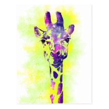 Girafa 2 da aguarela cartao postal