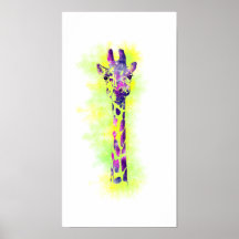 Girafa 2 da aguarela pôsteres