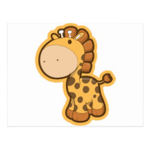Girafa alaranjado pequeno cartoes postais
