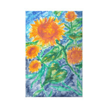 girassol médio que pinta o estilo de Van Gogh Impressão Em Tela Canvas