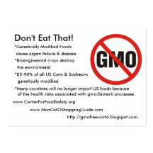 GMO-Livre, não coma isso! , *Genetically Modifie… Cartoes De Visita