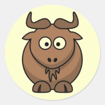 Gnu dos desenhos animados adesivos em formato redondos