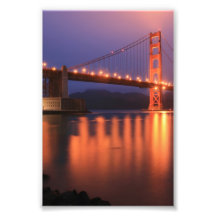 Golden gate bridge na noite impressão de fotos