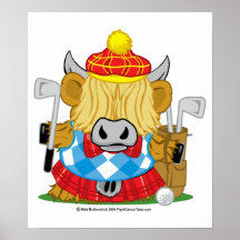 Golfe da vaca das montanhas poster