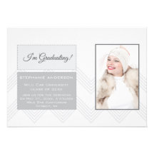 Graduação cinzenta elegante simples da foto de Che Convites Personalizados